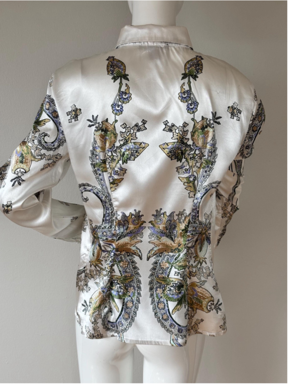 Roberto Cavalli Satin Blouse Fitted Designer Top - Picture 2 of 7